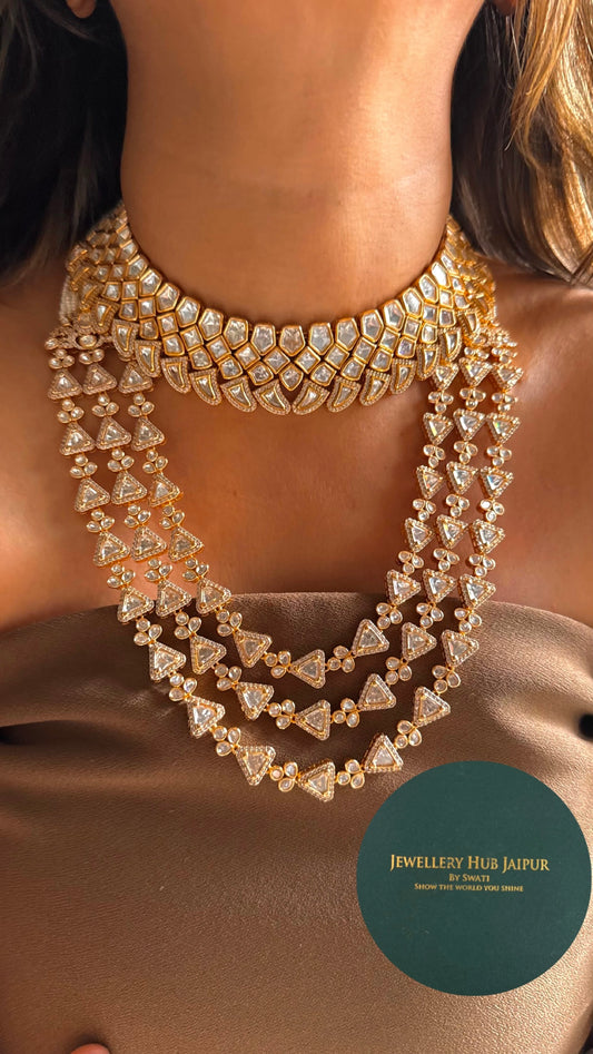 Moissanite polki combo necklace