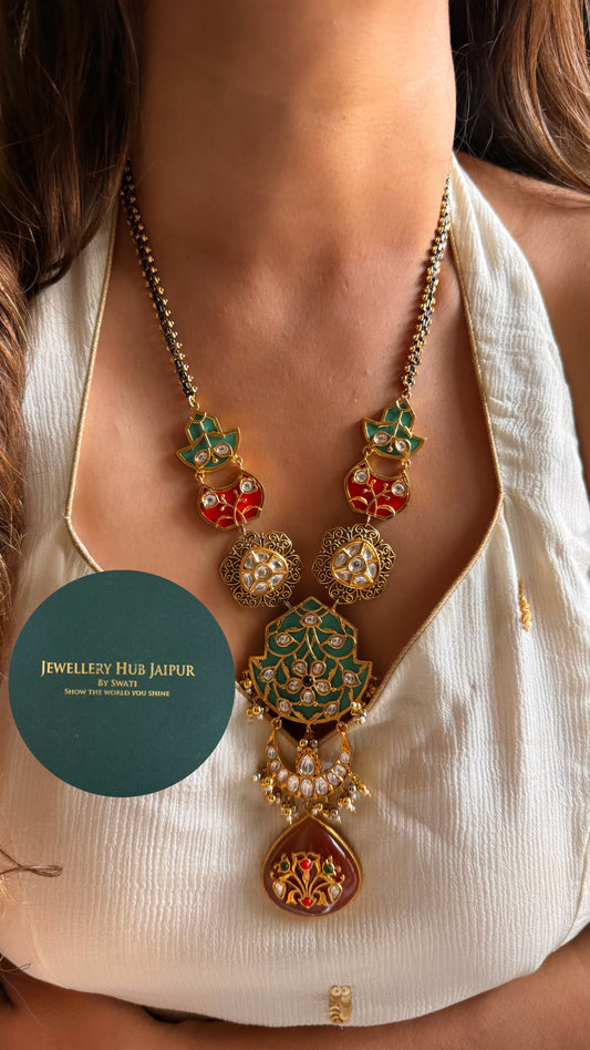 Contemporary inlay designer necklace set