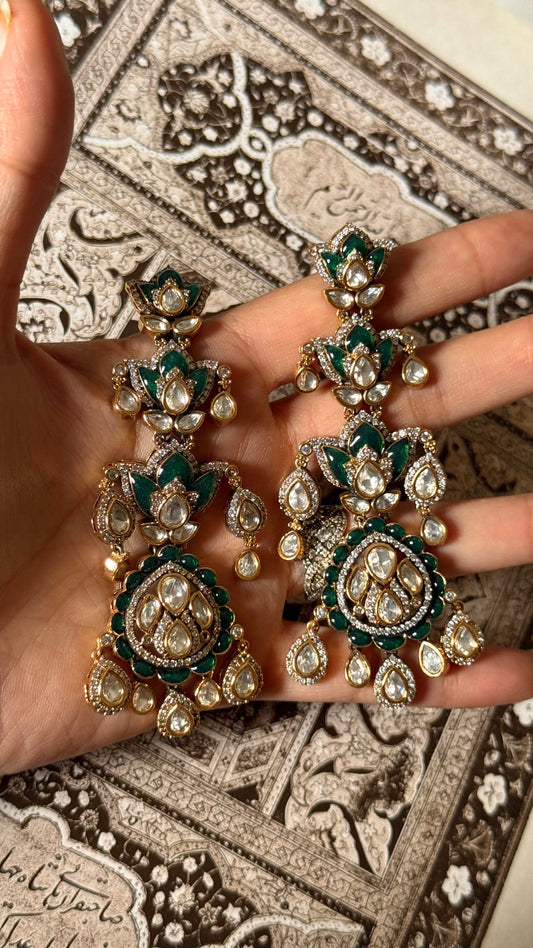 Emerald katdana moissanite danglers