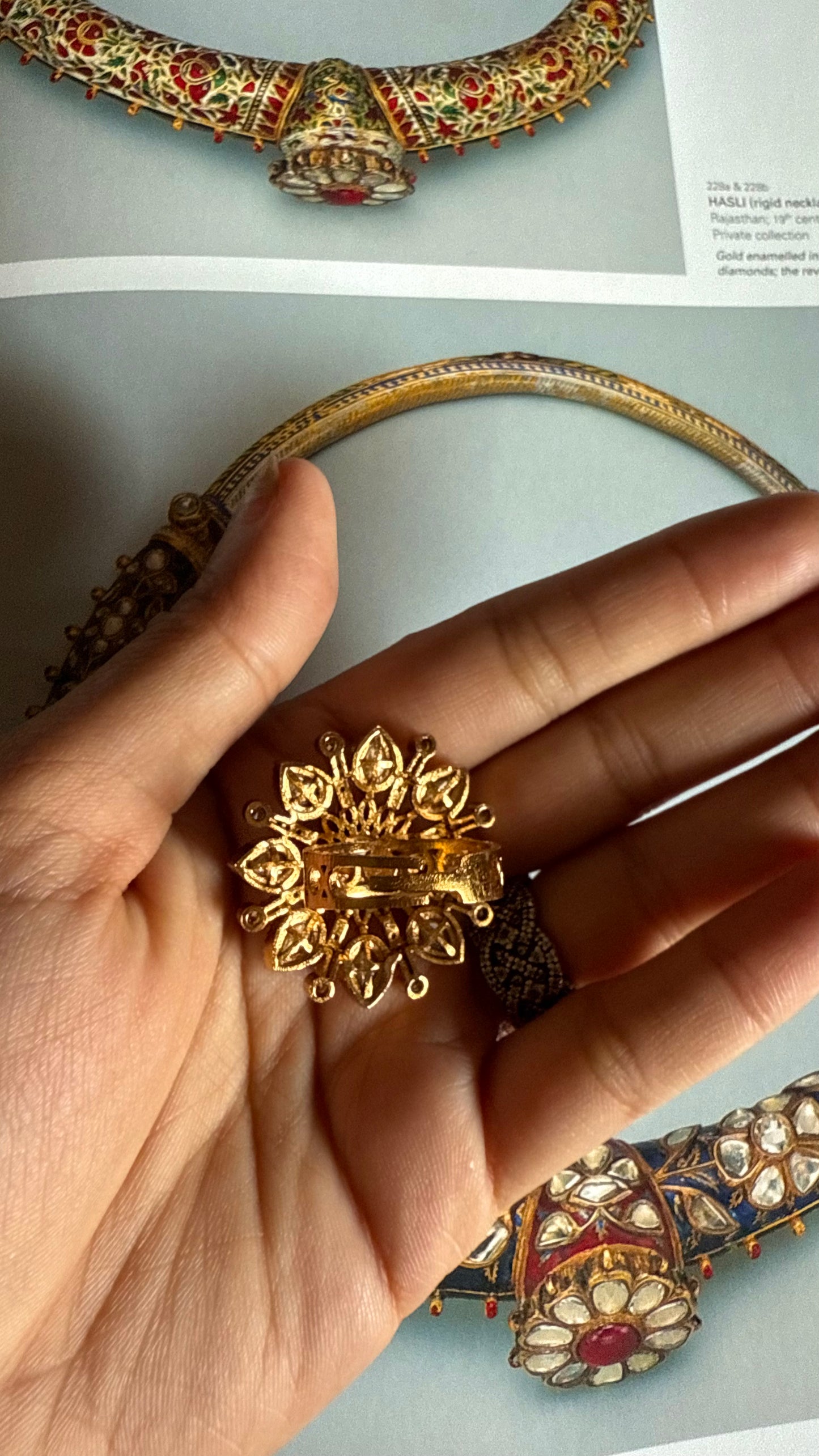 Rani pink Moissanite flower adjustable ring