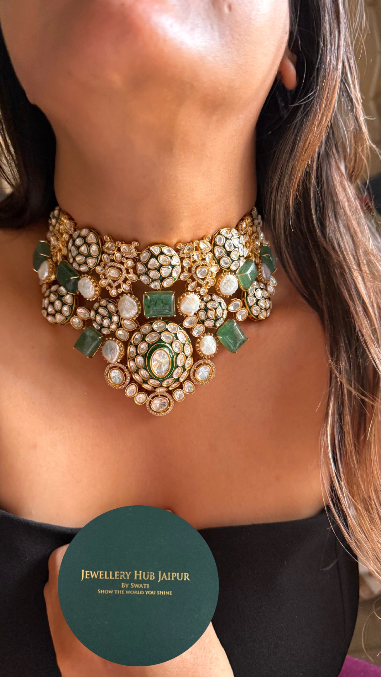 Real stones meenkari carving designer Necklace