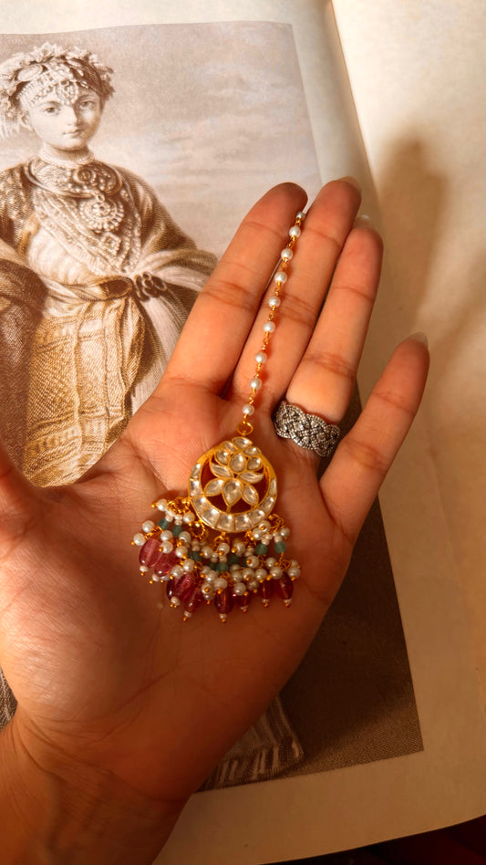 Moissanite lotus heritage maangtika