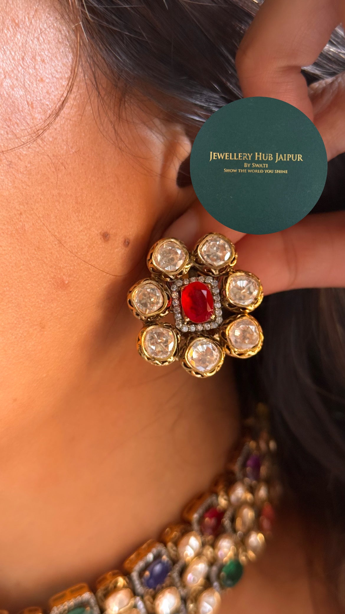 Navratna doublet moissanite choker set