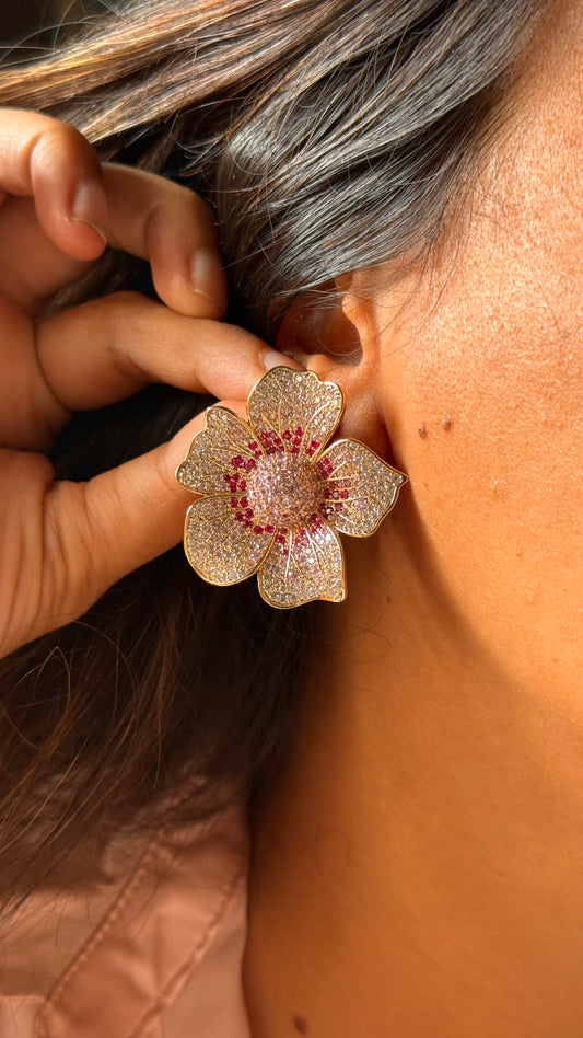 Rose Pavé Bloom Studs