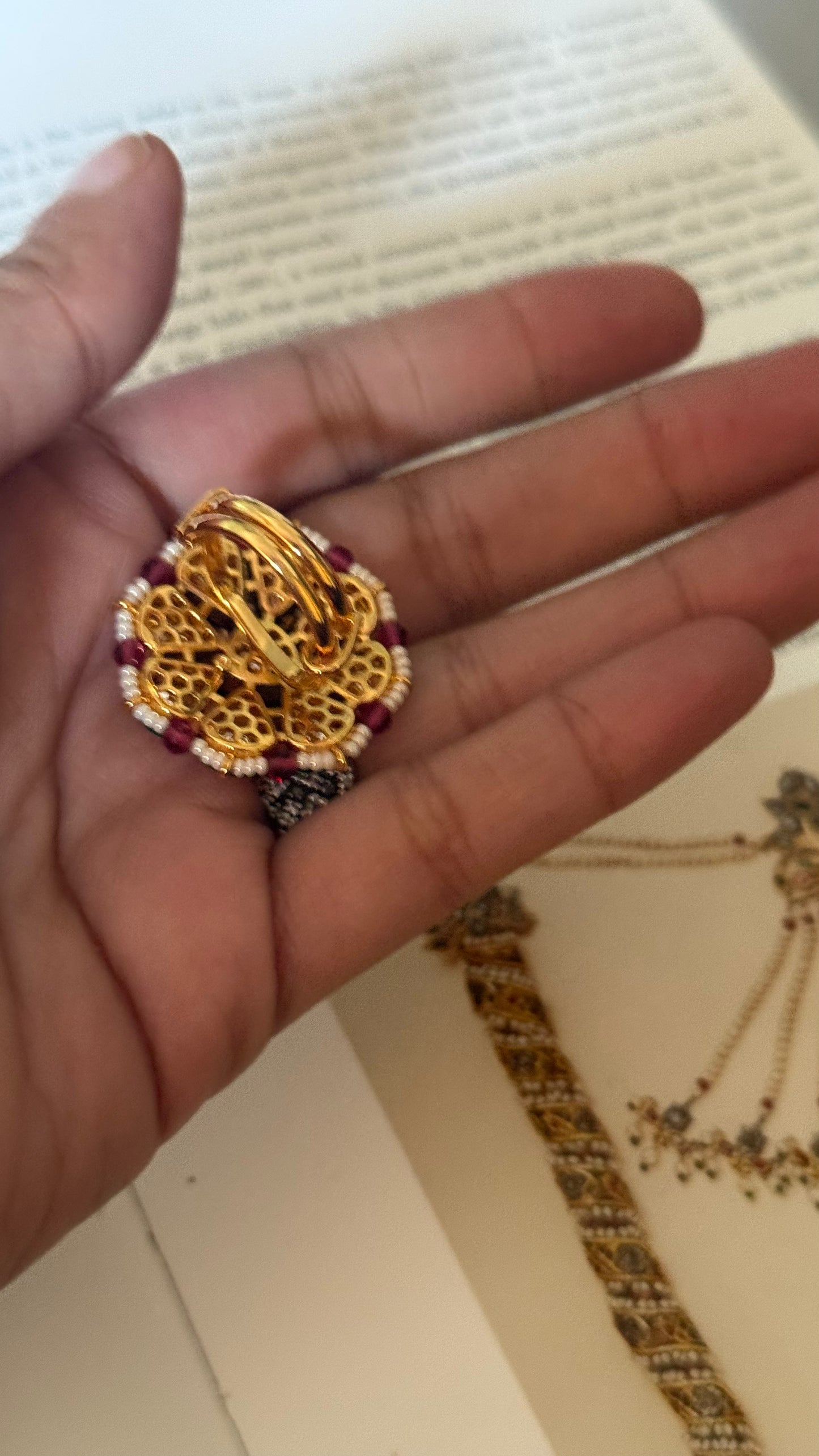 Ruby kundan meenakari ring