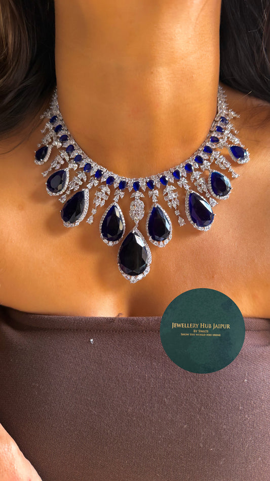 Sapphire Designer Diamond Necklace Set