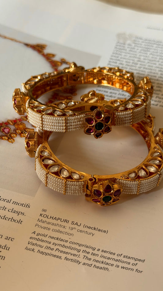 Heritage pearl designer rajwada openable bangles