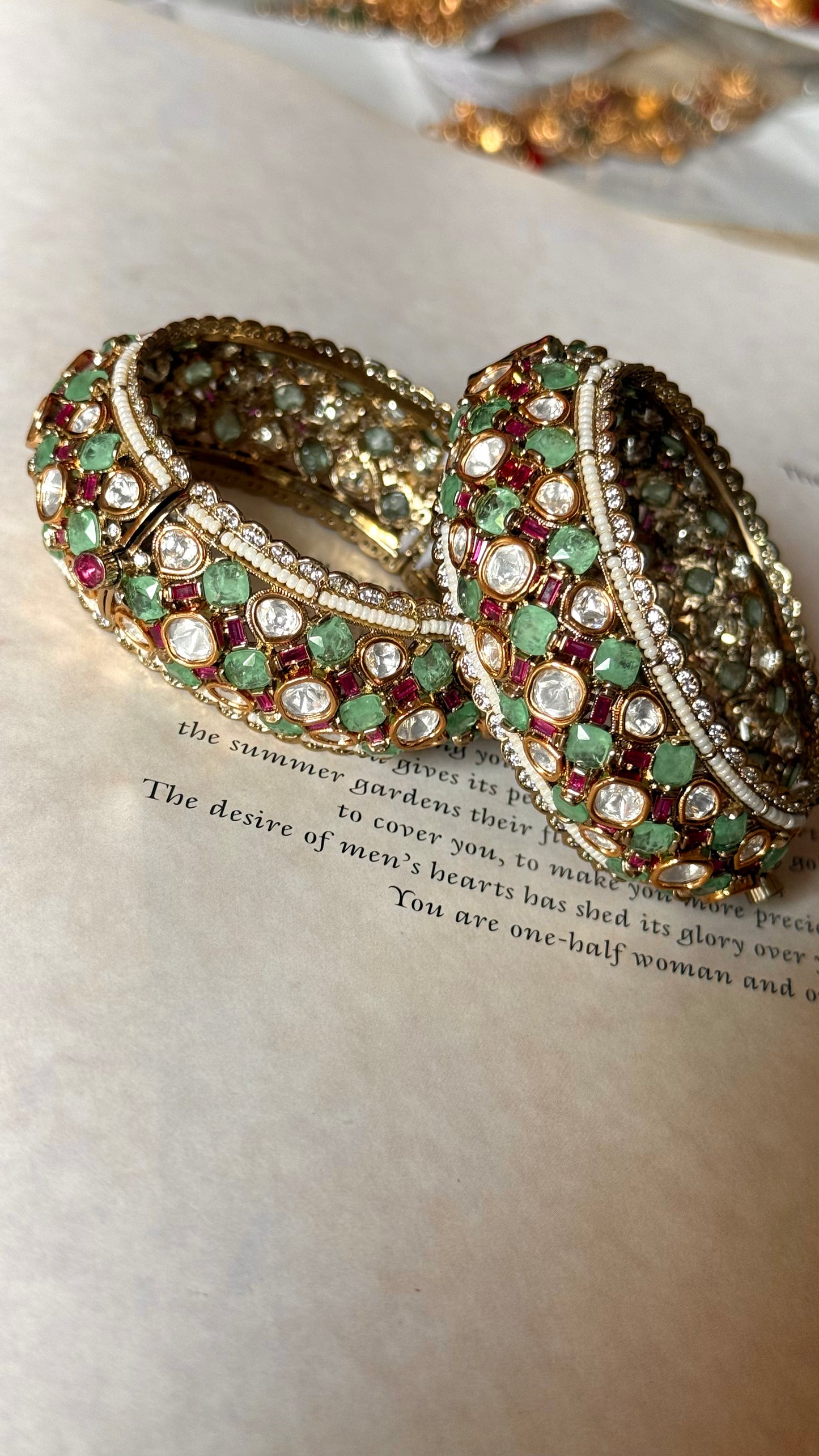 Mint doublet real Moissanite Victorian bangles