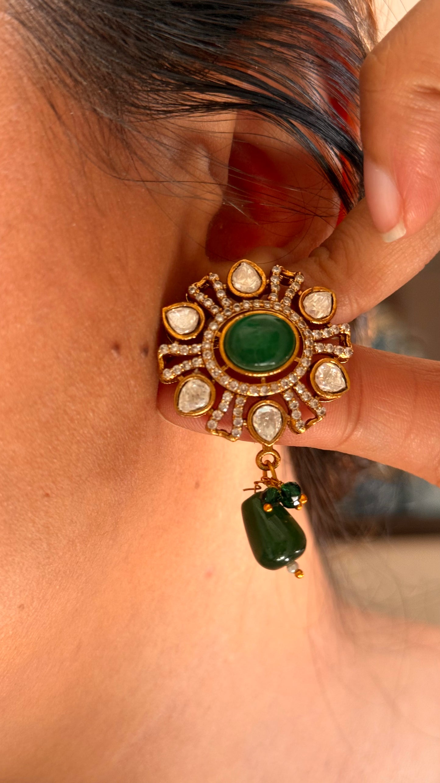 Emerald floral moissanite necklace