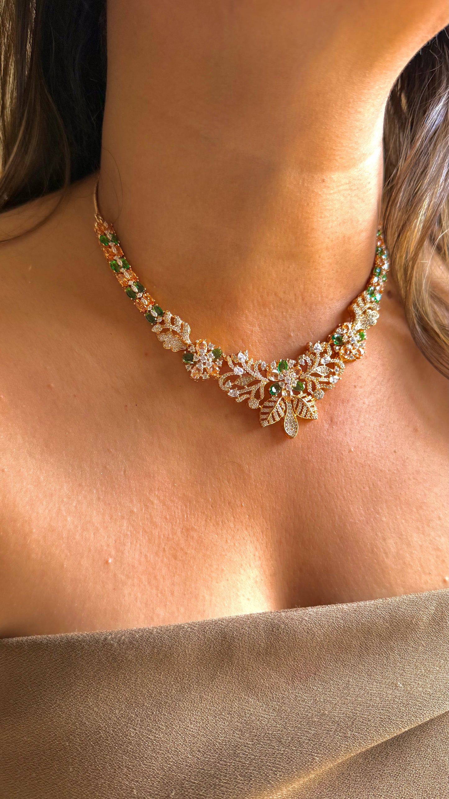 Emerald & Topaz Swarovski necklace