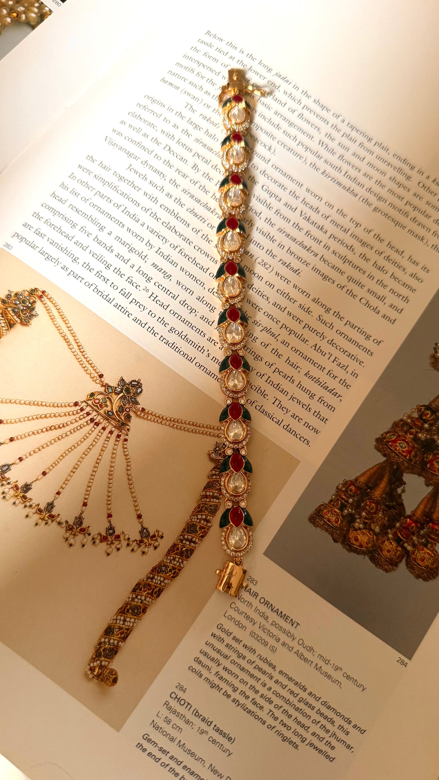 Ruby & emerald katdana leaf moissanite openable bracelet