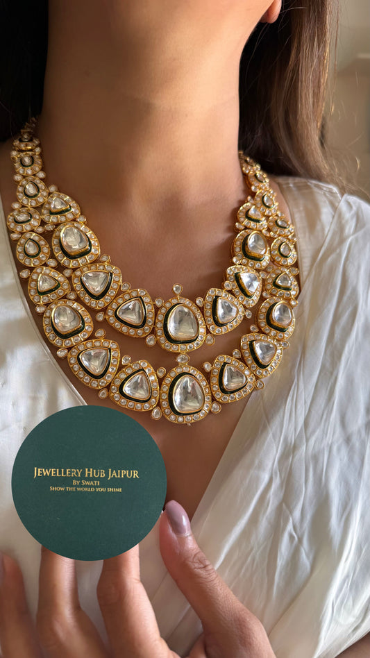 Rajeshwari Maharani Necklace with uncut polki and meenakari