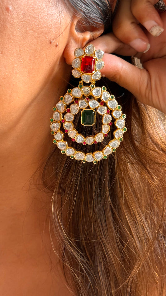 Designer real moissanite chandbali