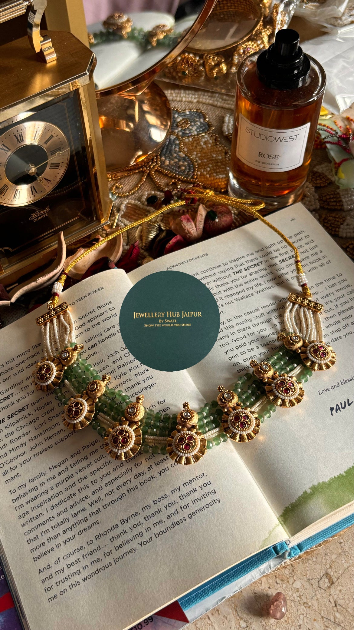 Ruby mint minimalist rajwada necklace