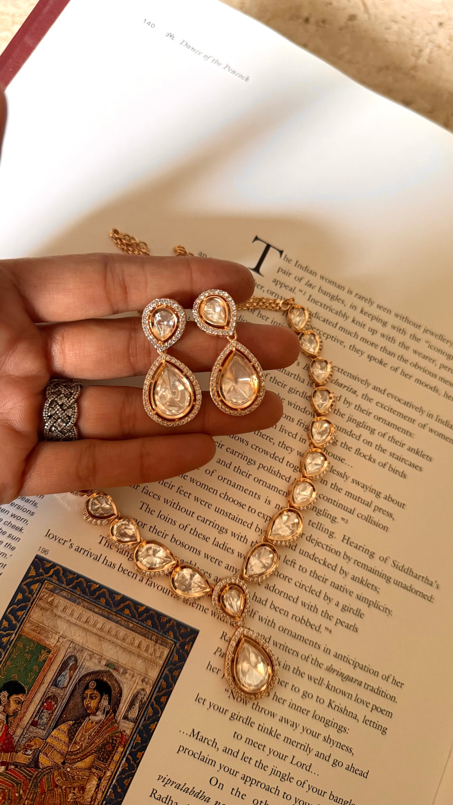 Moissanite polki minimal collar set