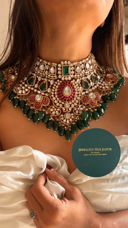 Arunya moissanite bridal choker necklace set