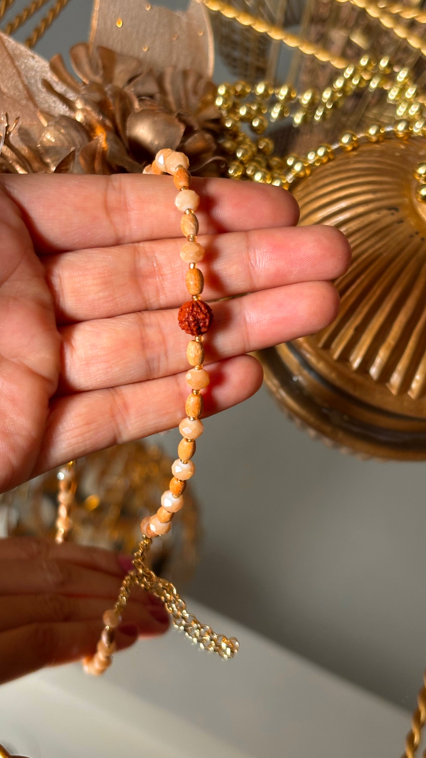 Rudraksh & chandan rakhi bracelet ( shipping will be extra )