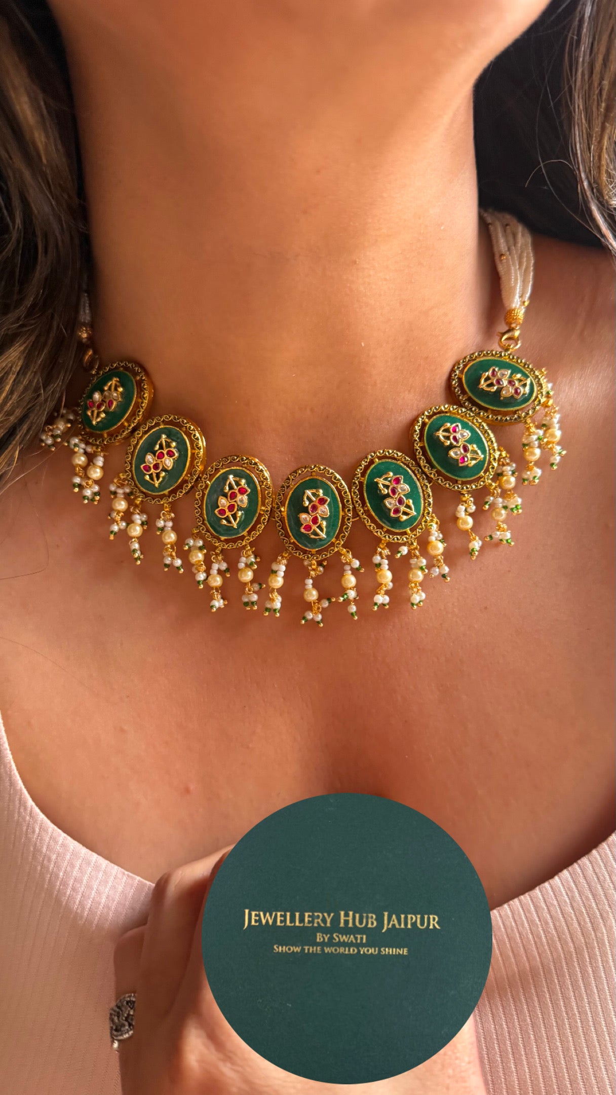 Emerald Meera choker necklace