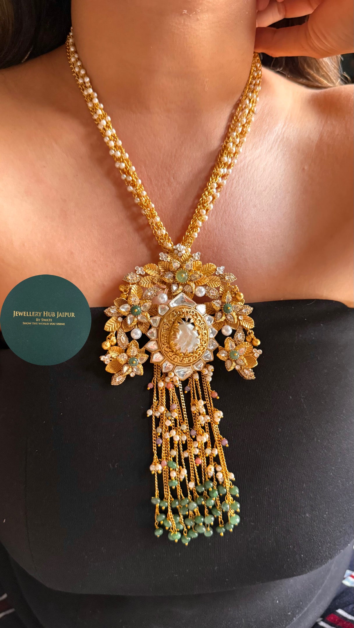 Amrapali inspired with mint the royal pendant Necklace set