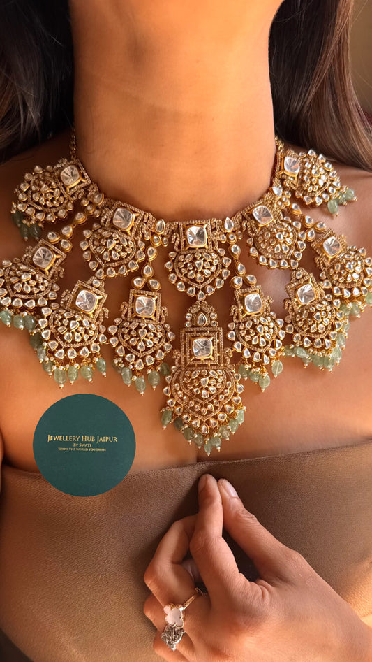 Heritage polki gold designer set with strawberry drops