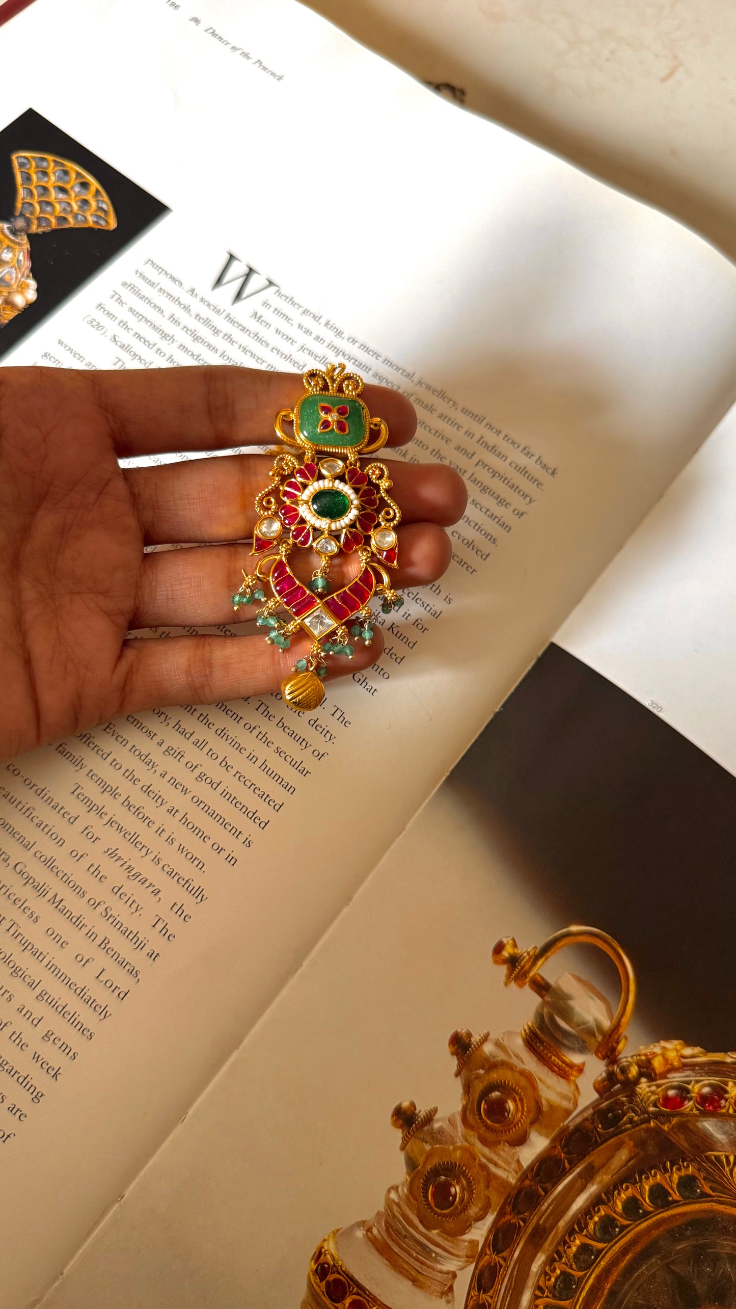 Ruby inlay rajwada maangtika