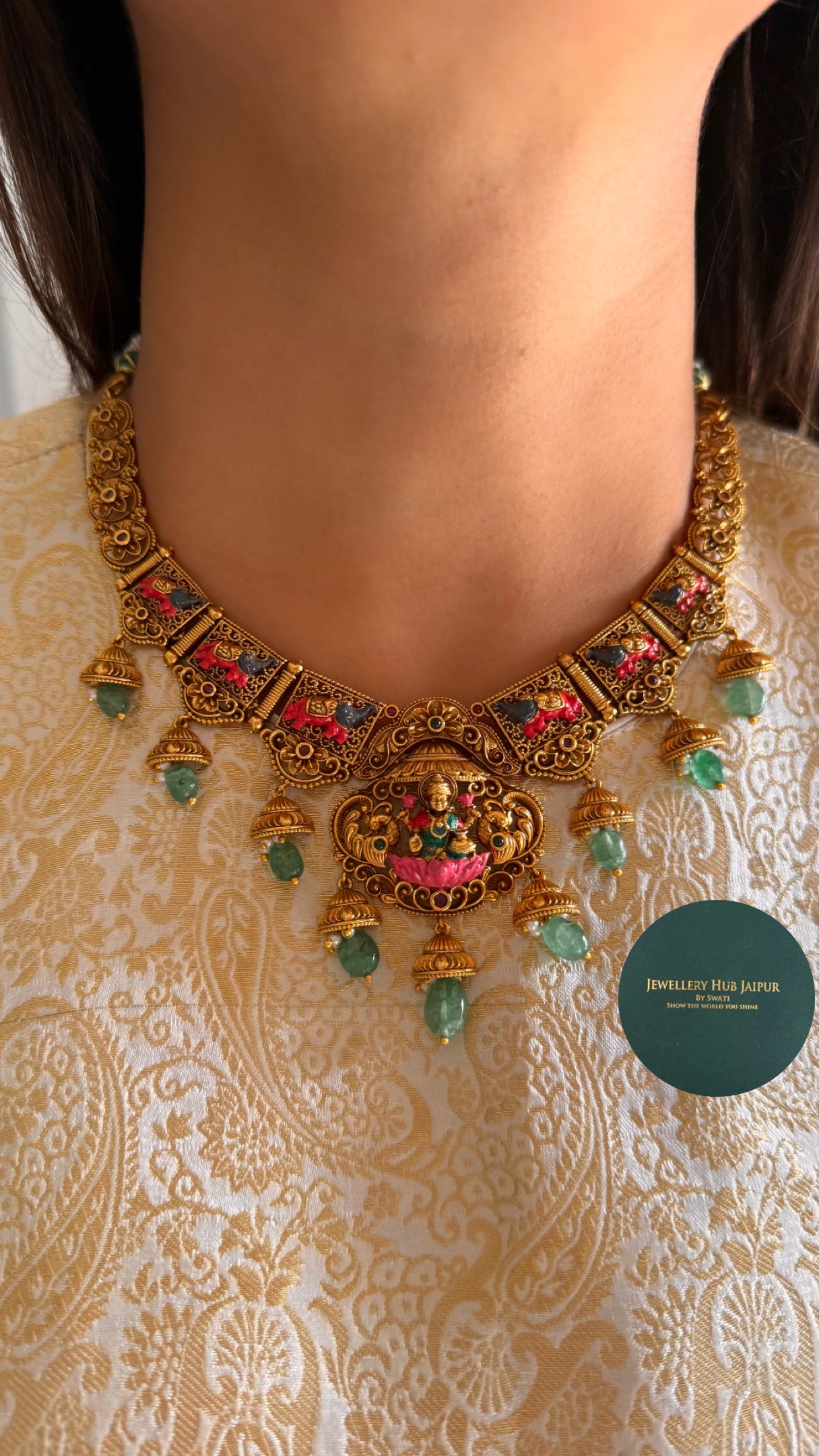 Goddess Laxmi lotus & Gajanand necklace