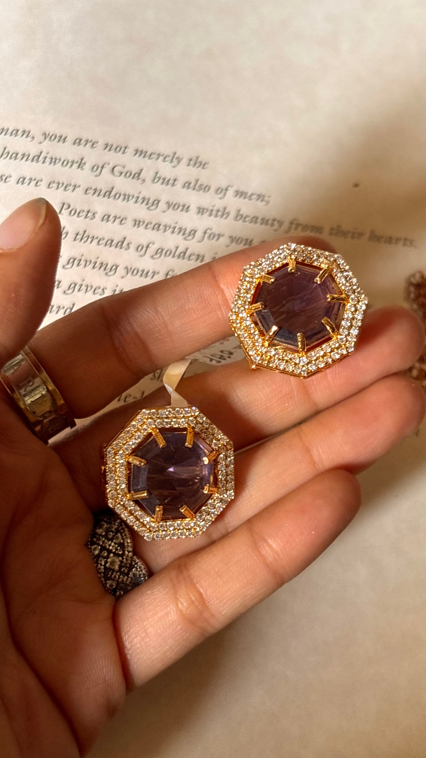 Tanzanite doublet moissanite Studs