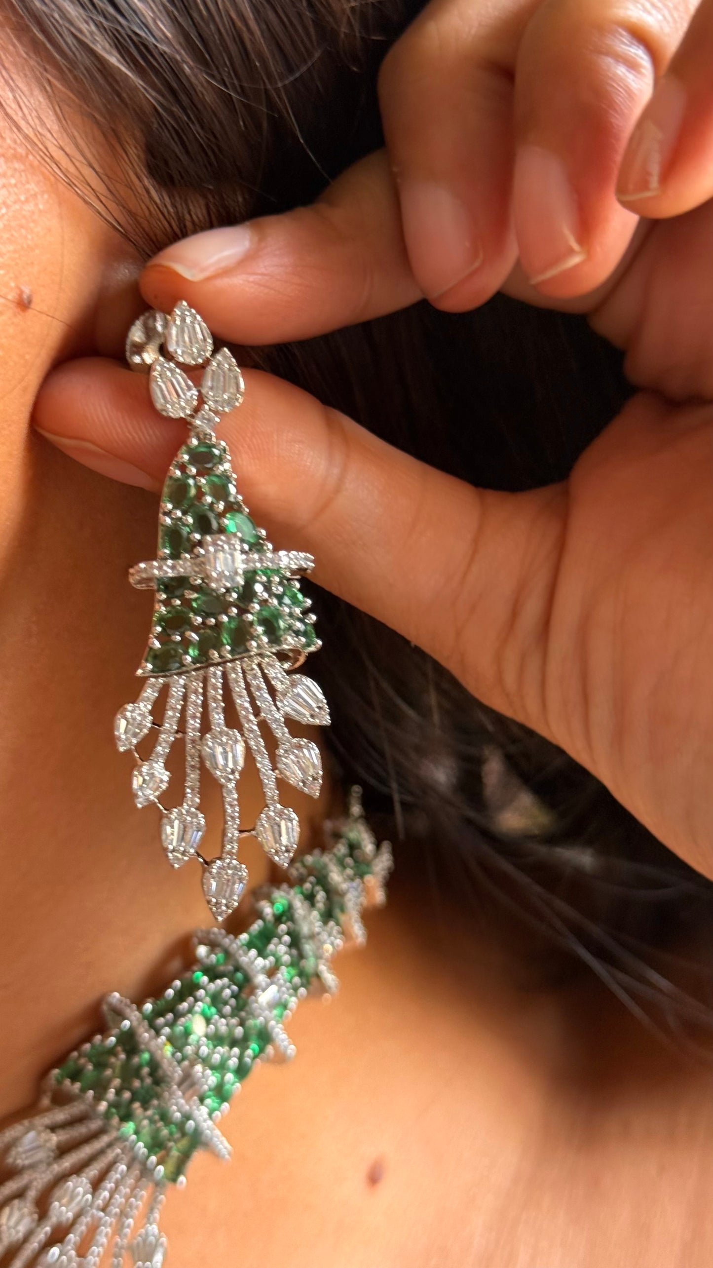 Emerald leafy designer diamond cocktail Necklace