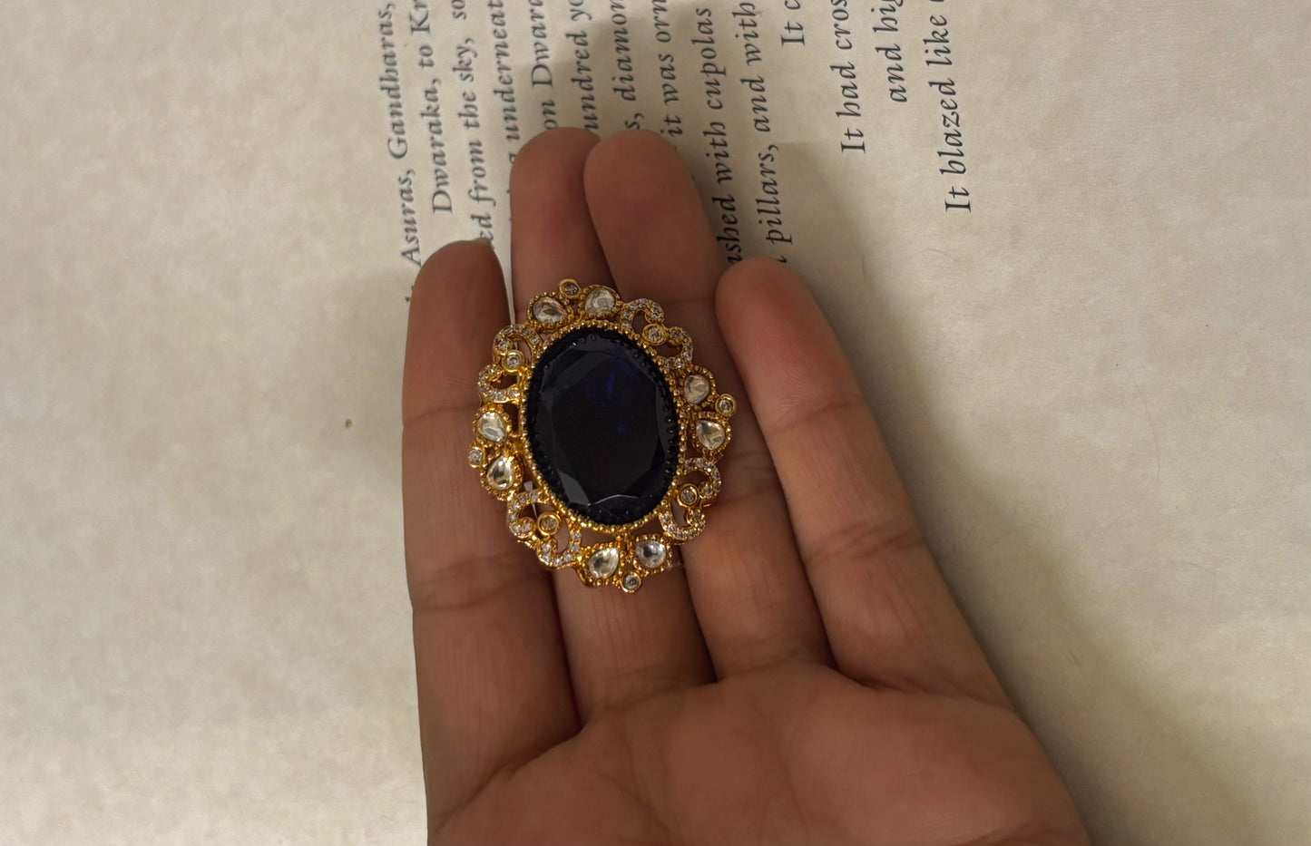 Tanzanite doublet gold adjustable ring
