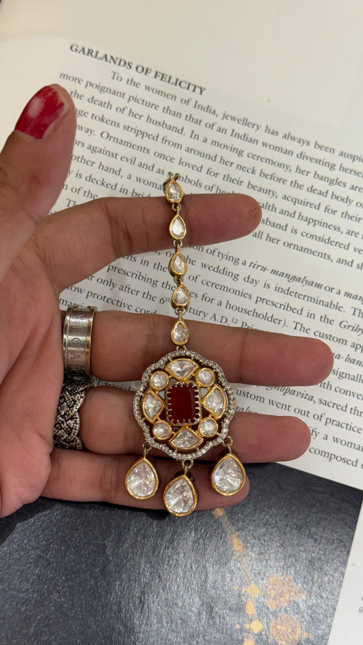 Ruby Victorian Gold Polki Maangtika