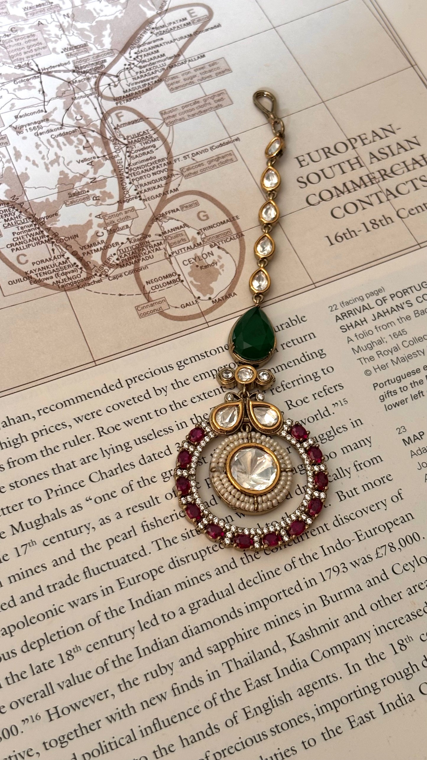 Emerald & ruby moissanite Maangtika