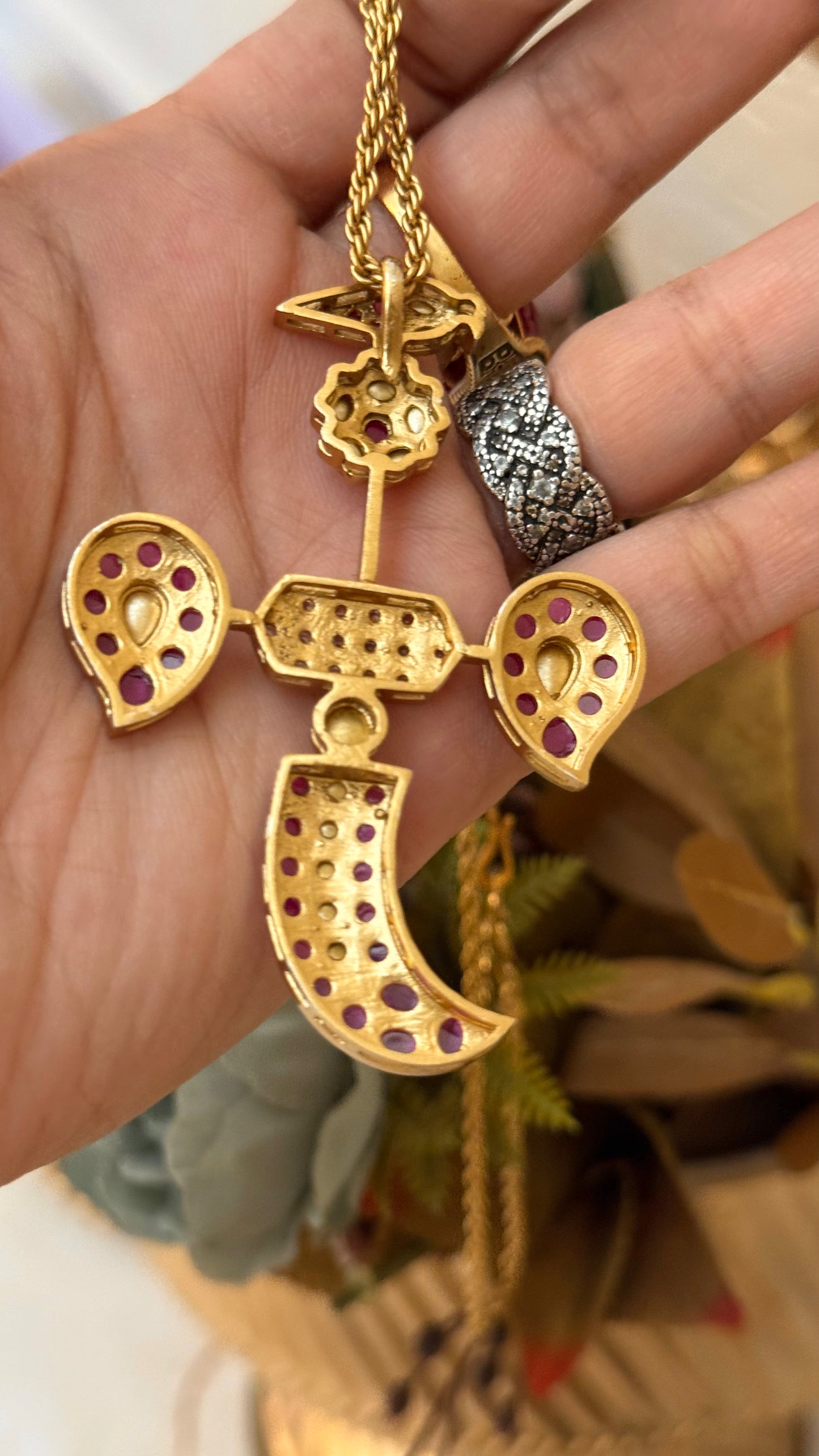 Ruby & Polki statement pendant set