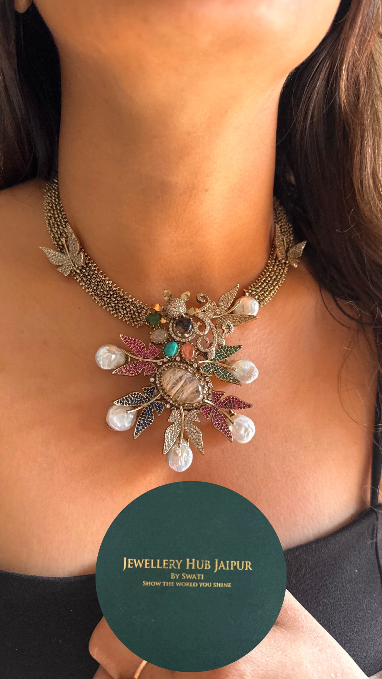 Sabyasachi inspired mother of pearl designer victorian necklace