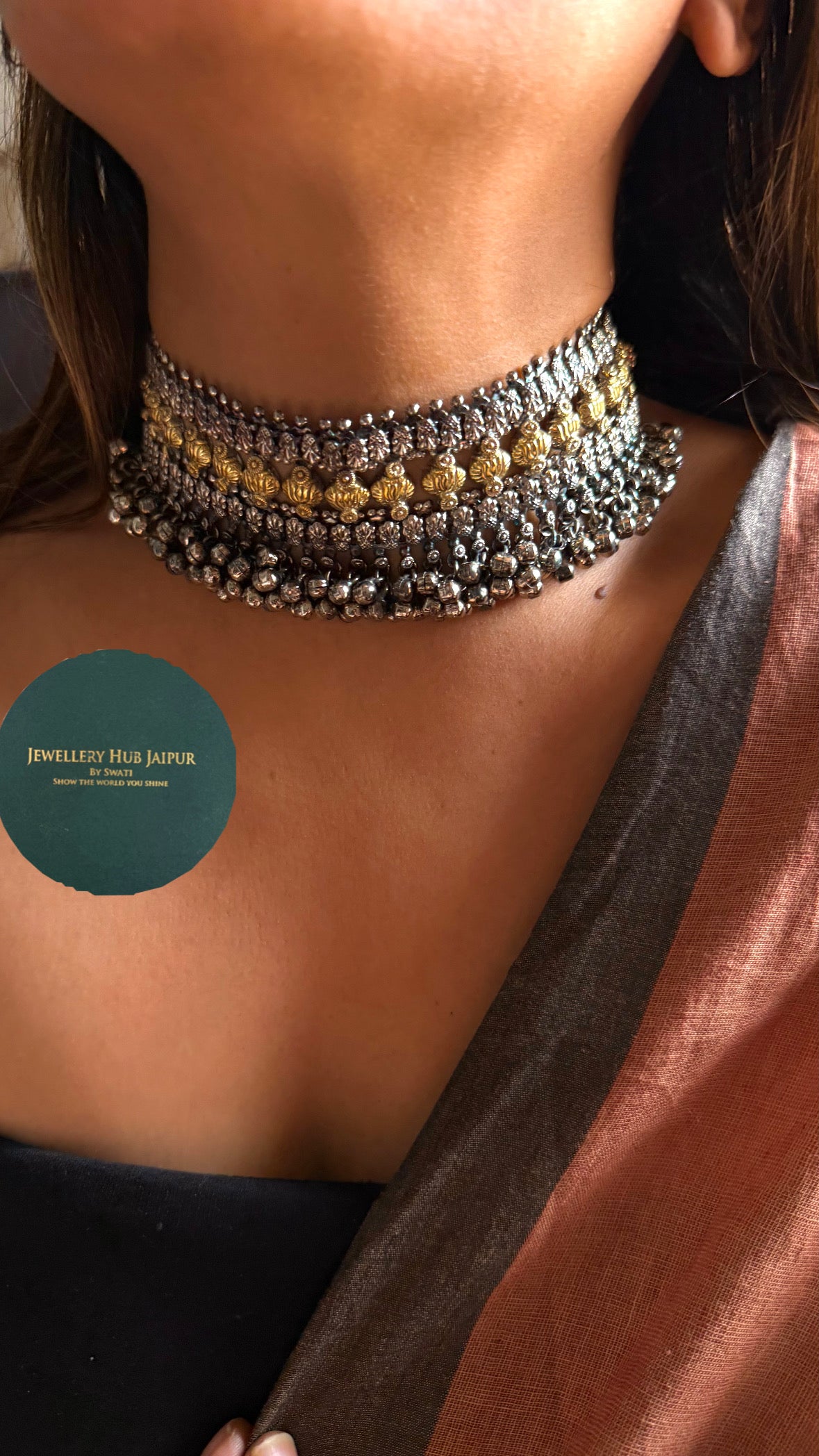 Dongria tribal oxidised Ghungroo necklace