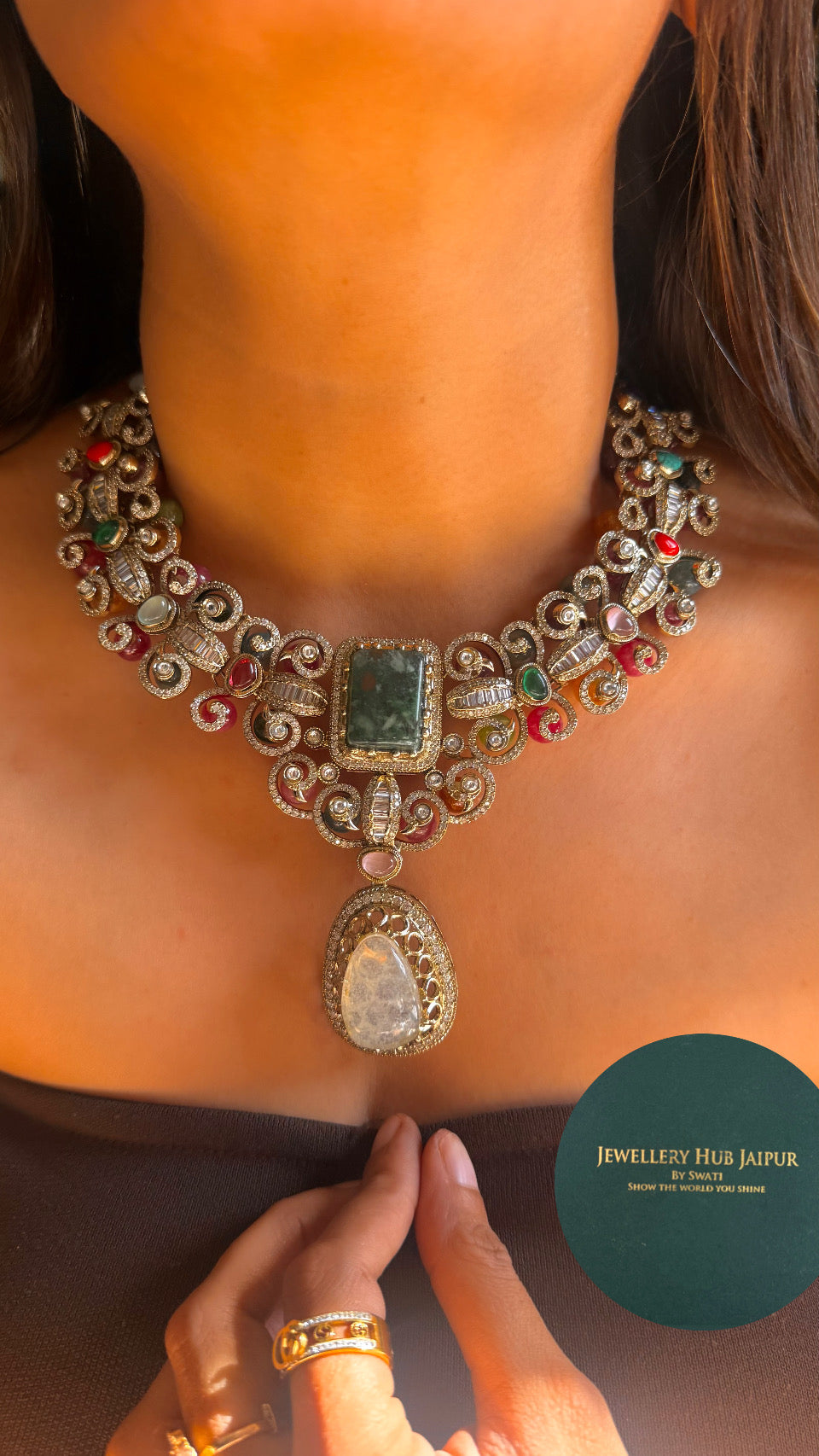 Sabhyasachi inspired heritage panna necklace