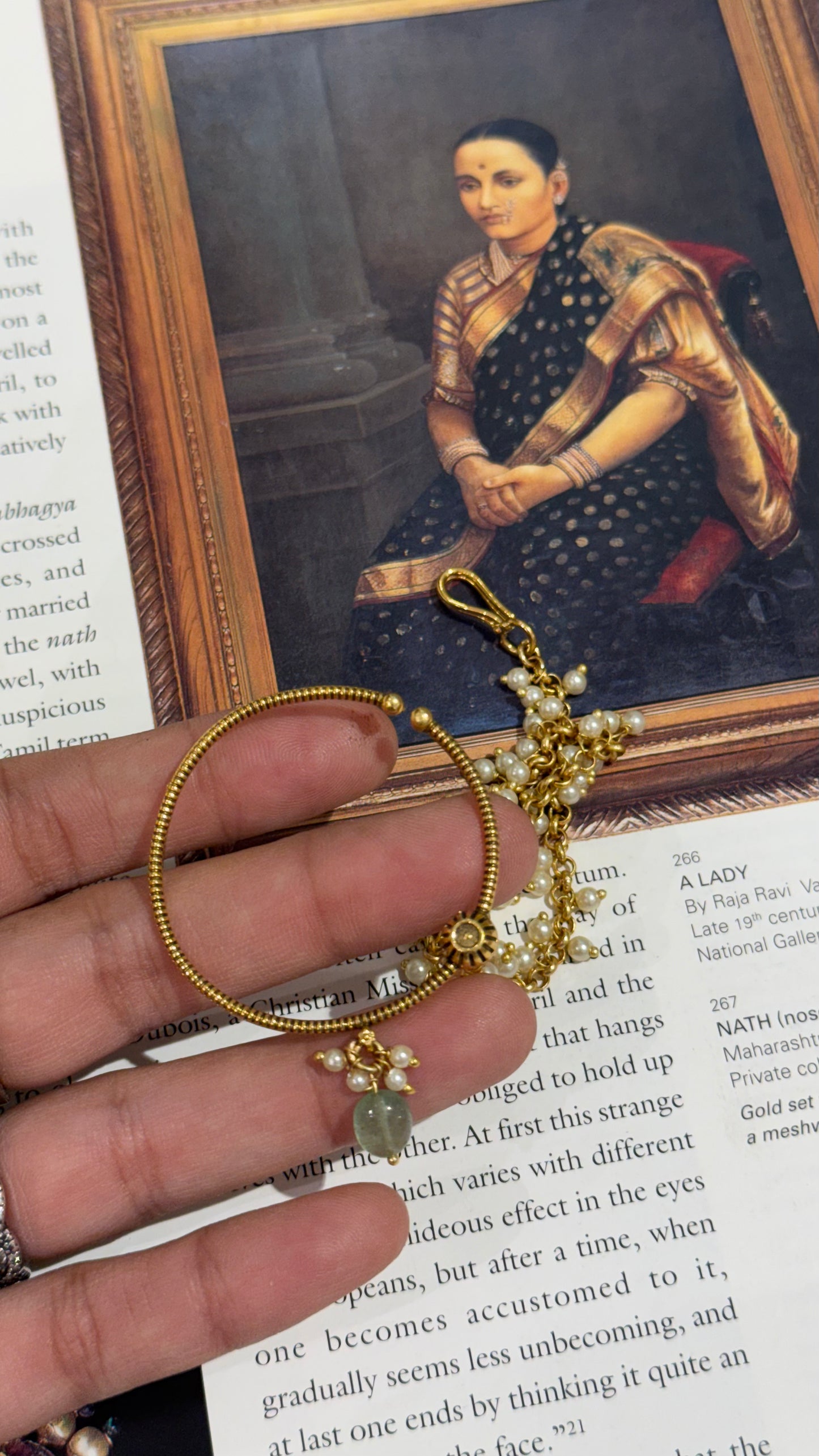 Oxidised, gold nath with mint drops