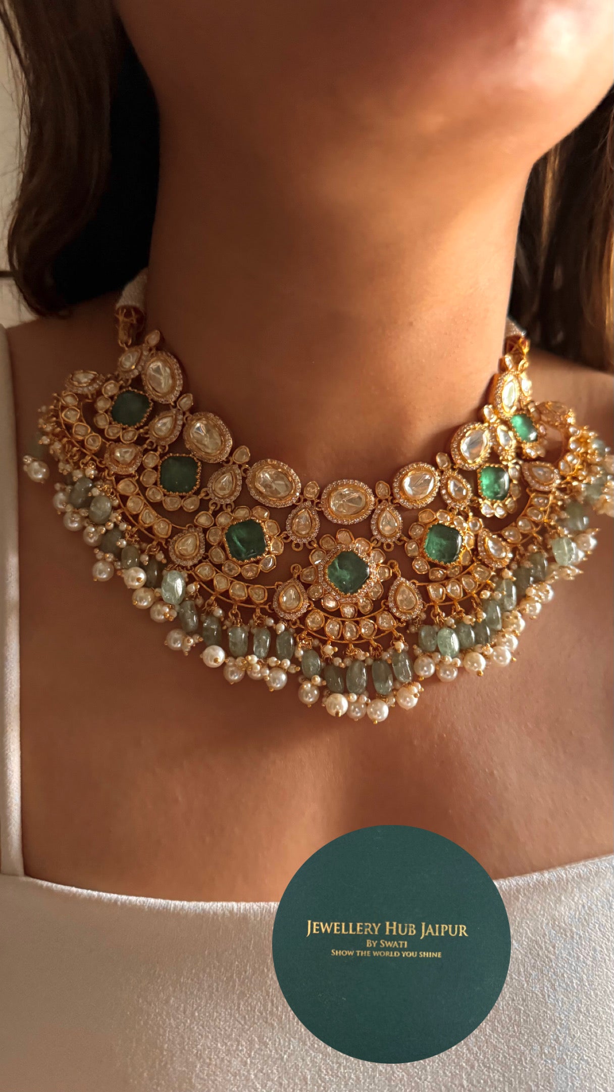 Mint doublet real moissanite bridal Asia Necklace