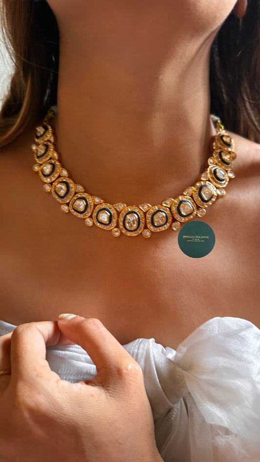 Sapphire Meenakari polki collar set