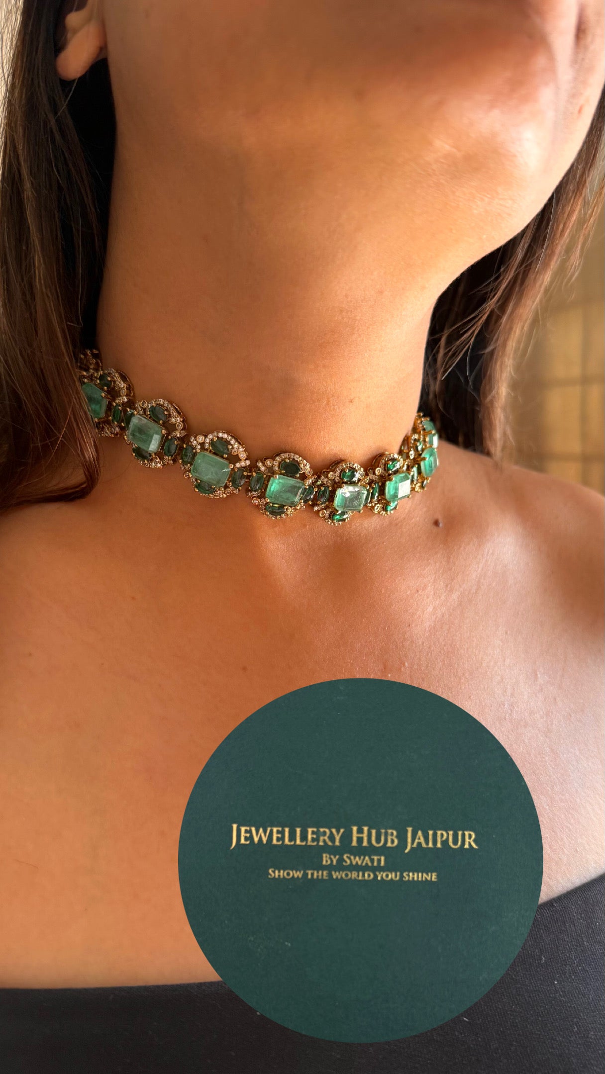 mint victorian polki choker