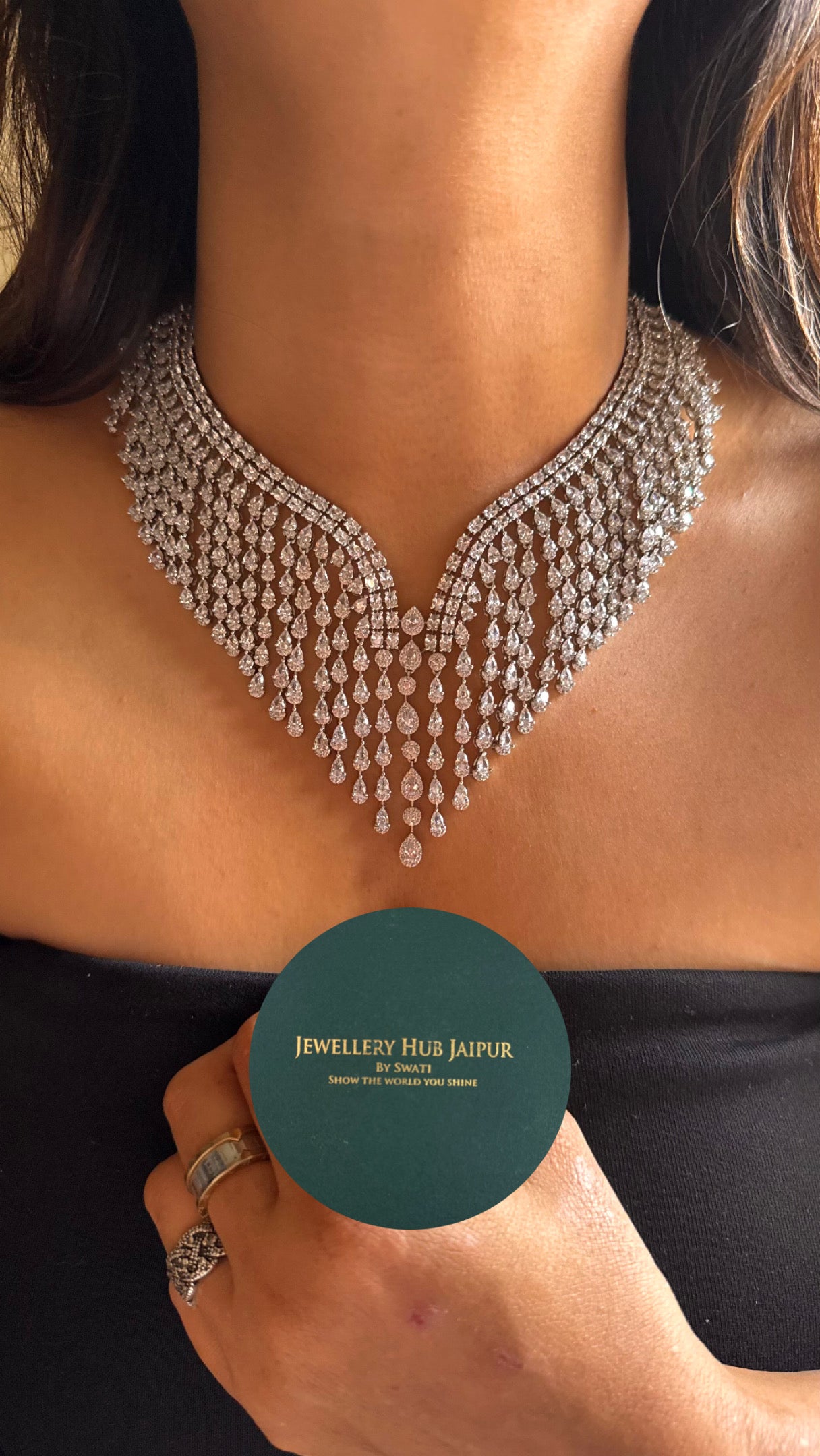 Cz diamond doublets designer collar Necklace