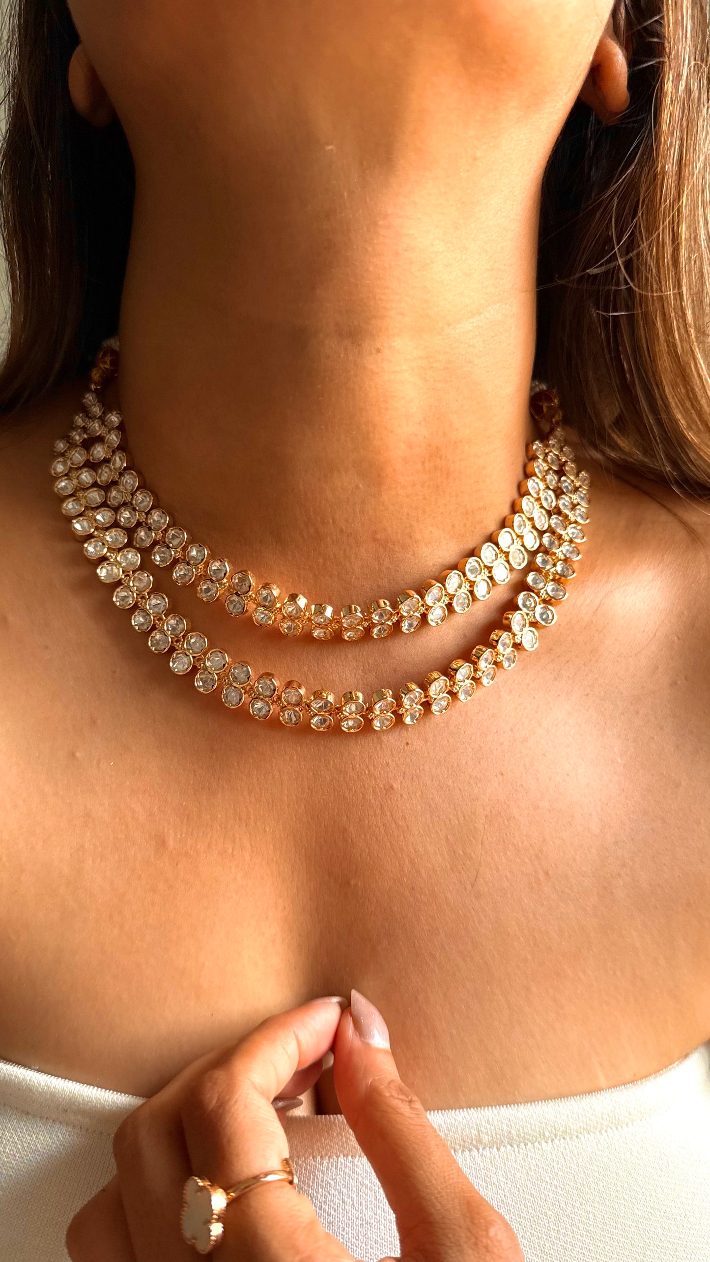 Moissanite double layer collar set