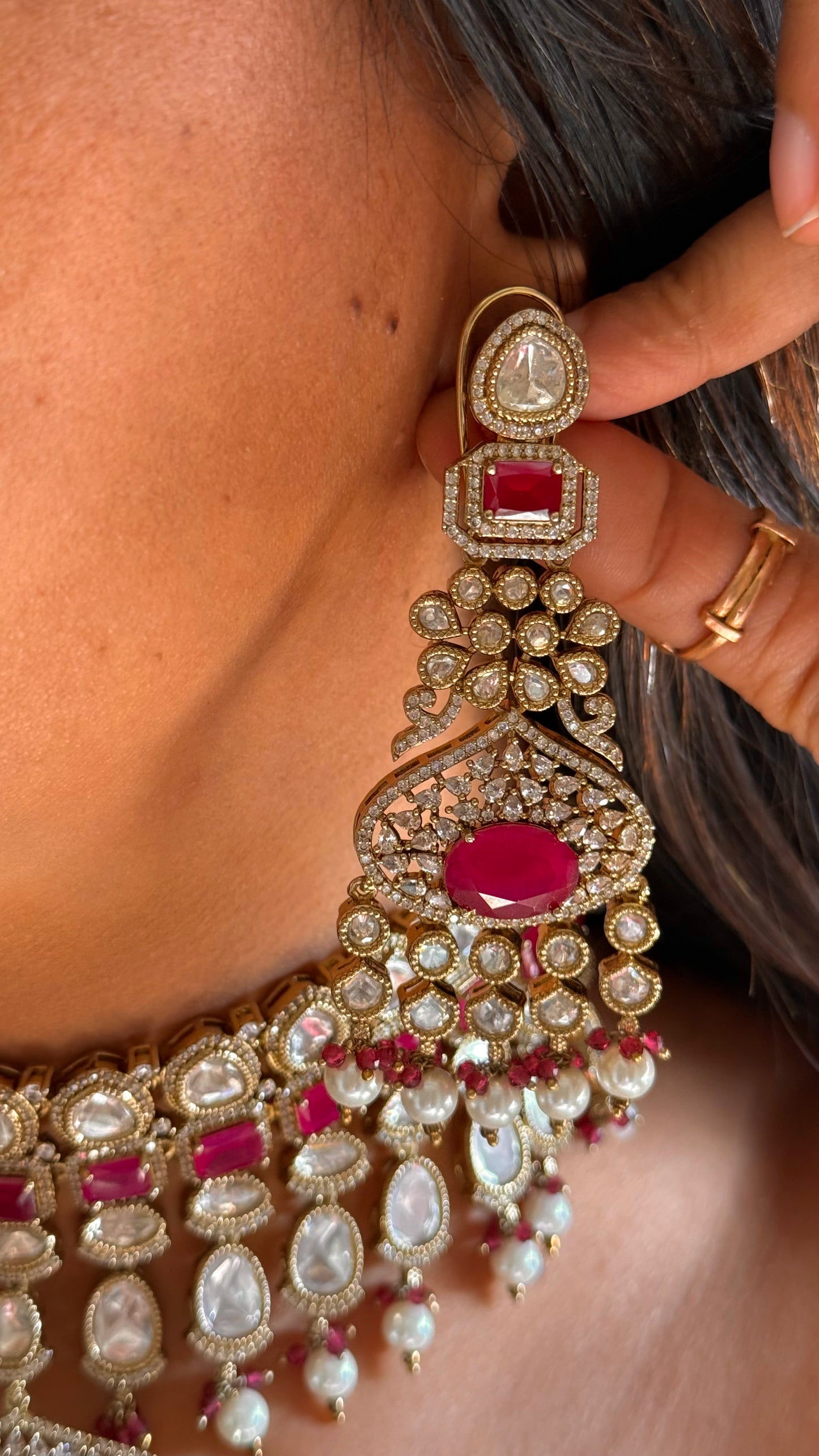 Rani Ruby polki victorian necklace