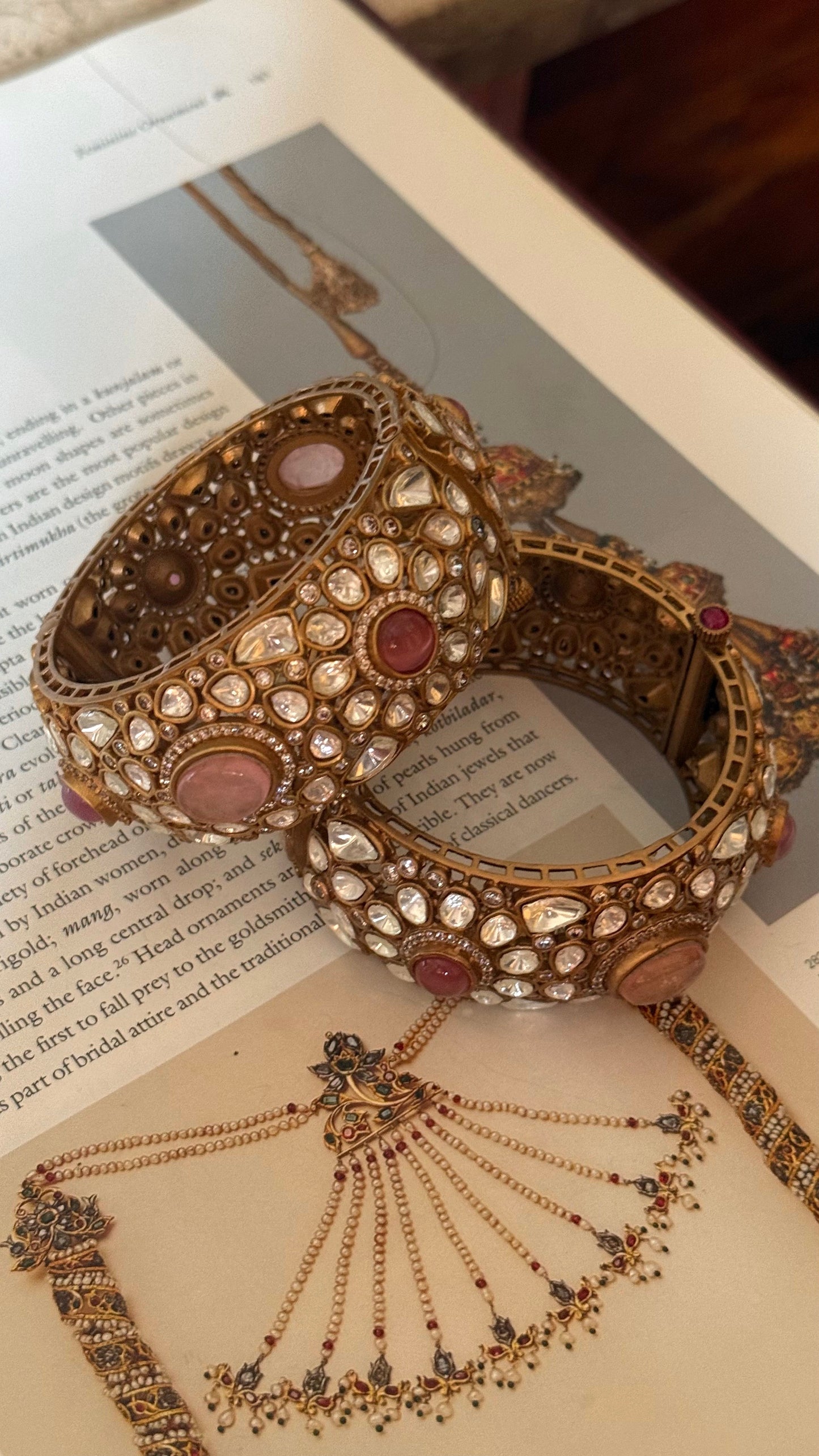 Rose quarts polki bangles