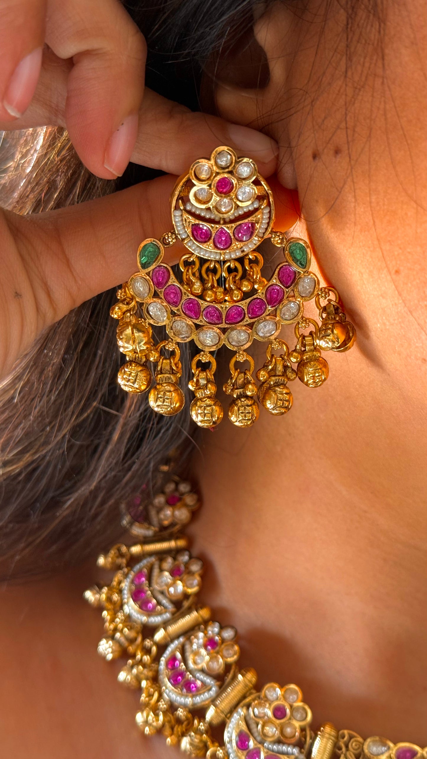 Rajwada inlay work collar necklace