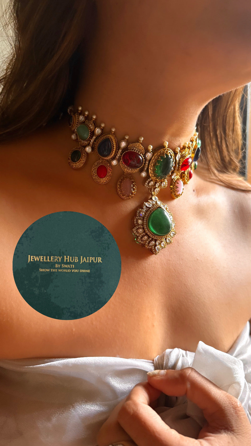 Navratna doublet choker set