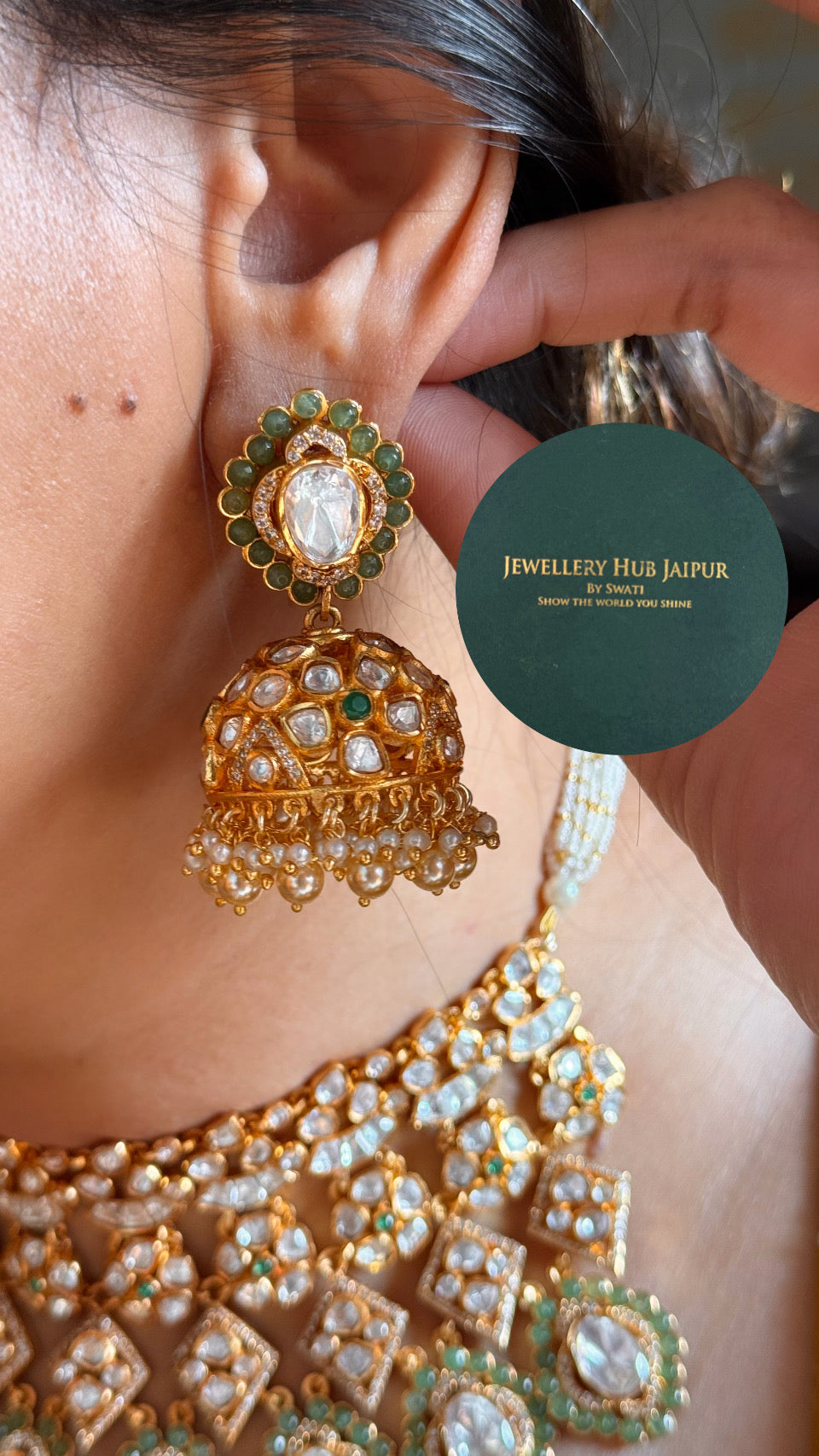 Real Moissanite polki heritage panna choker