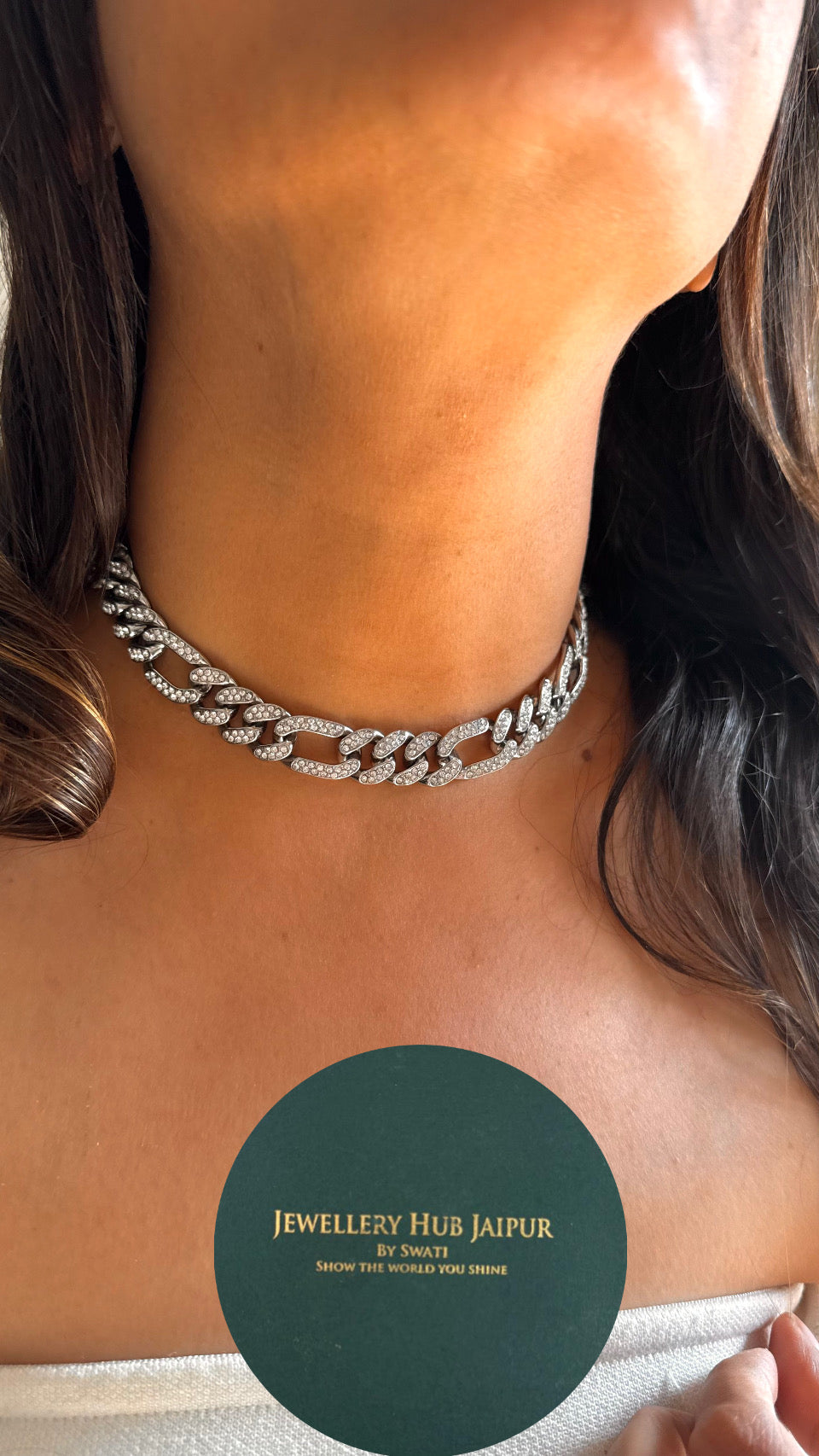 rope shape rhodium minimalist necklace