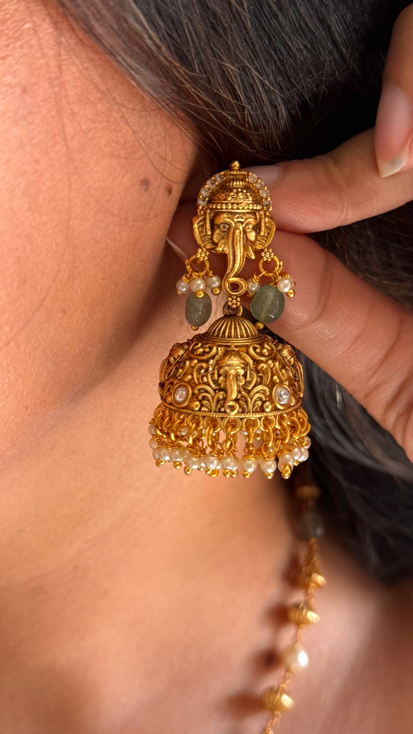 Ganeshji  inspired mint pendant set