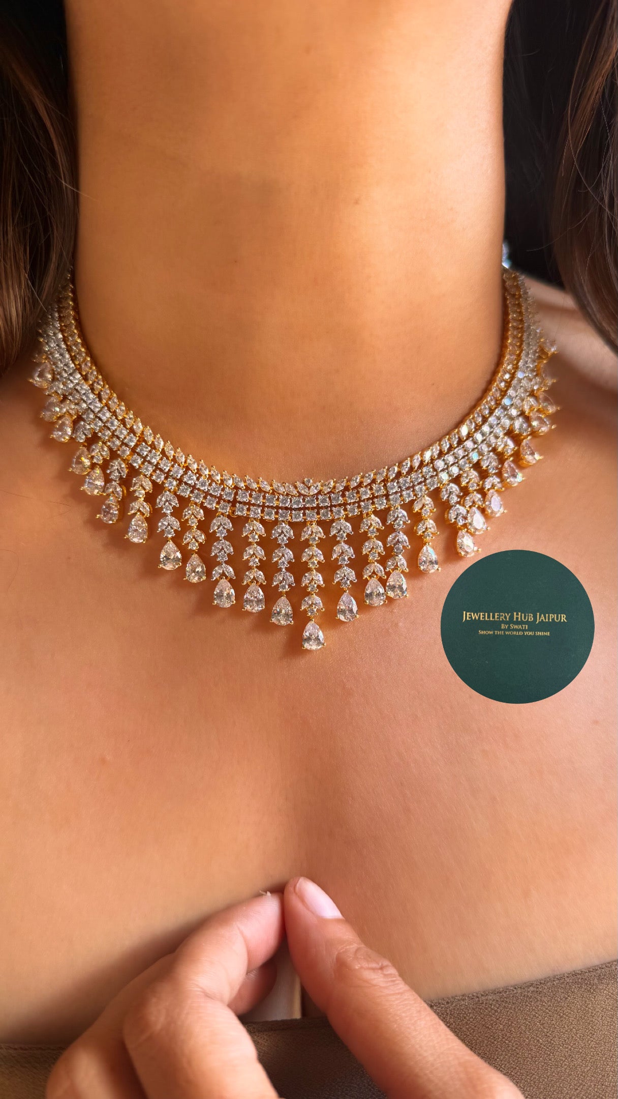 Cz Diamond GJ Polish cocktail necklace