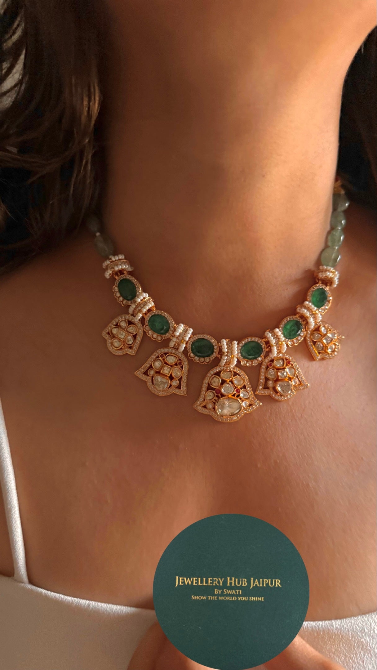 Heritage emerald real moissanite Necklace